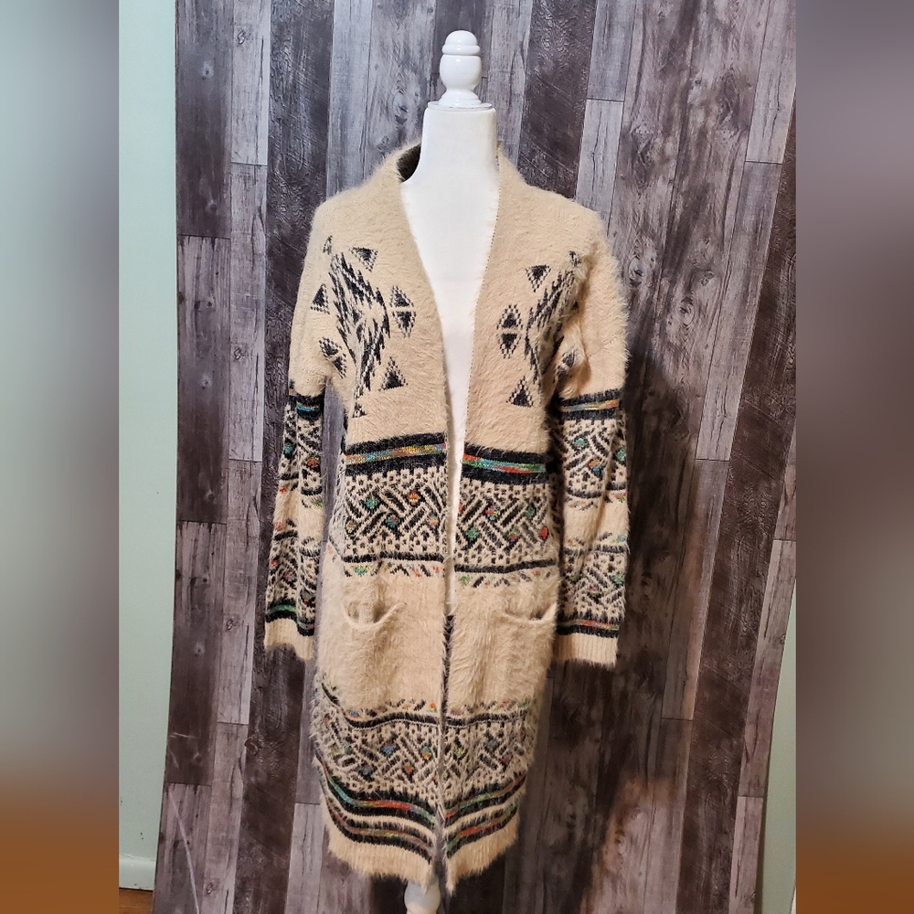 My Michelle Beige and Black Patterned Sweater
